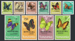 Tanzania O17-O26, MNH. Michel D17-D26. Butterflies 1973. OFFICIAL. - Tanzanie (1964-...)