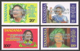 Tanzania 295-298,MNH.Michel 297-300. Caribbean Royal Visit 1985.Queen Mother. - Tanzania (1964-...)