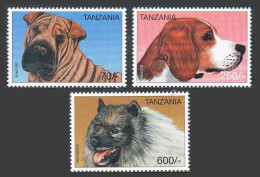 Tanzania 1524-1526,MNH. Dogs 1996.Shar-pei,Beagle,Keeshond.  - Tansania (1964-...)