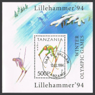 Tanzania 1208,CTO.Michel 1712 Bl.239. Olympics Lillehammer-1994:Slalom. - Tanzania (1964-...)