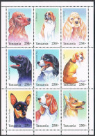 Tanzania 1437 Ai Sheet,1439,MNH. Dogs,1996. Red Labrador,St Bernard,Spaniel, - Tansania (1964-...)