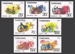 Tanzania 985I-985O,985P,MNH.Michel 1437-1443,Bl.209. Bicycles, 1992. - Tanzanie (1964-...)