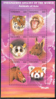 Tanzania 1628-1630G,MNH. Endangered Species Of The World 1997.Tiger,Macaque,Deer - Tansania (1964-...)