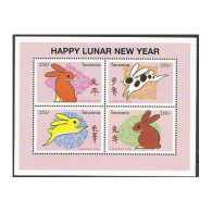 Tanzania 1770 Ad Sheet, 1771, MNH. New Year 1999, Lunar Year Of The Rabbit. - Tanzanie (1964-...)