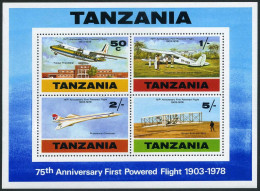 Tanzania 120a Sheet,MNH.Mi Bl.16. First Powered Flight,75th Ann.1978.Fokker, - Tansania (1964-...)