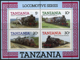 Tanzania 274a Sheet, MNH. Michel Bl.44. Railways Locomotives, 1985. - Tanzanie (1964-...)