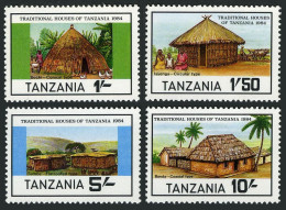 Tanzania 250-253,253a,MNH.Michel 250-253,Bl.39. Traditional Houses 1984. - Tanzania (1964-...)