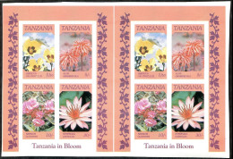 Tanzania 318a Imperf Pair, MNH. Michel Bl.57B. Indigenous Flowers 1986. - Tansania (1964-...)