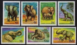 Tanzania 792-798,MNH.Michel 1014-1020. Elephants 1991:Elephas Maximus,Loxodonta  - Tanzania (1964-...)