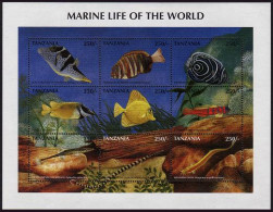 Tanzania 1669-1670,MNH. Marine Life Of The World 1998.Black-saddled Puffer-fish, - Tanzania (1964-...)