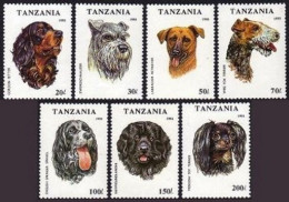Tanzania 1144-1150,1151,MNH.Mi 1599-1605,Bl.227. Dogs 1993. Doberman Pinscher, - Tanzania (1964-...)