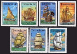 Tanzania 1209-1216,MNH.Michel 1739-1745,Bl.244. Sailing Ships 1994.Caravel,Brig, - Tansania (1964-...)