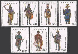 Tanzania 1193-1199,1200,MNH.Mi 1685-1691,Bl.236. Historical African Costumes. - Tanzania (1964-...)