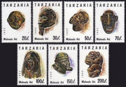 Tanzania 985A-985G,987H,MNH.Michel 1437-1443,Bl.208. Various Carved Faces 1992. - Tanzanie (1964-...)