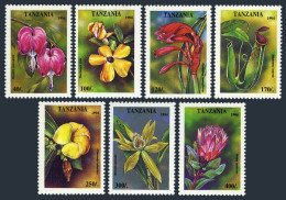Tanzania 1303-1309,1310,MNH.Michel 1880-1886,Bl.263. Tropical Flowers 1995. - Tansania (1964-...)
