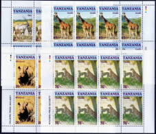 Tanzania 319-322 Sheets X8,MNH.Michel 328-331. Wildlife:Oryx,Giraffe,Rhinoceros, - Tansania (1964-...)