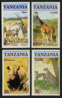 Tanzania 319-322,MNH.Michel 328-331. Wildlife: Giraffe,Rhinoceros,Cheetah.1986. - Tansania (1964-...)