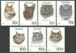 Tanzania 967A-967G,967H,MNH.Michel 1405-1411,Bl.201. Cats 1992.Abyssinian,Tabby, - Tansania (1964-...)