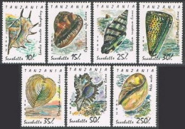 Tanzania 940-946,947,MNH.Michel 1247-1253,Bl.179. Shells 1992. - Tanzania (1964-...)