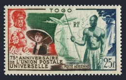 Togo C18, Hinged. Michel 217. UPU-75, 1949. French Colonials, Globe, Plane. - Togo (1960-...)