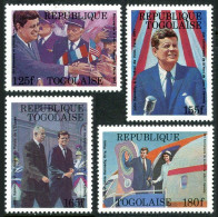 Togo 1493-1496, 1497, MNH. Michel 2076-2079, 2080 Bl.307. John F. Kennedy, 1988. - Togo (1960-...)