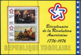 Togo C283a A,B,MNH.Mi Bl.103 A,B. INTERPHIL 1976.USA-200,paintings:Trumbull, - Togo (1960-...)