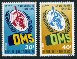 Togo 831-832, MNH. Michel 966-967. WHO, 25th Ann.1973. Emblem. - Togo (1960-...)