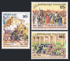 Togo 1529-1531,1532,MNH.Michel 2130-2132,Bl.335. French Revolution-200,1989. - Togo (1960-...)