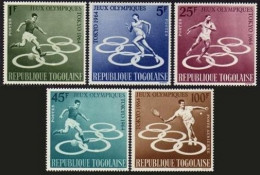 Togo 491-C43,3MNH.Mi 435-439. Olympics Tokyo-1964. Soccer, Discus, Tennis,Runner - Togo (1960-...)