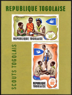 Togo C98a Sheet,MNH-damaged Gum.Michel Bl.36. Boy Scouts,1968.Flag With Bird. - Togo (1960-...)