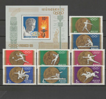 Hungary 1969 Olympic Games Mexico, Football Soccer, Athletics, Equestrian, Wrestling, Fencing Etc. Set Of 8 + S/s MNH - Sommer 1968: Mexico