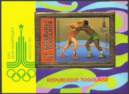 Togo C415aC Gold, MNH. Michel 1430 Bl.155A. Olympics Moscow-1980. Wrestling. - Togo (1960-...)