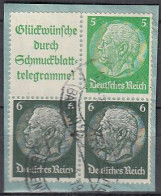 DR  S 187, S 207.1, Gestempelt, Auf Briefstück, Hindenburg, 1940/41 - Se-Tenant