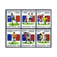 Togo 1713-1718,1719,MNH.Michel 2389-2394,Bl.392. World Soccer Cup France-1996. - Togo (1960-...)