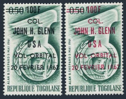 Togo 421-421a,MNH.Michel 339a-339b. 100F COL JOHN H.GLENN USA,1962. - Togo (1960-...)