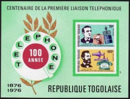 Togo C277a Imperf,MNH.Michel Bl.102B. Telephone-100,Thomas Edison;Alexander Bell - Togo (1960-...)