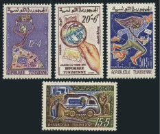 Tunisia B130-B133, Hinged. Michel 580-583. Stamp Day 1961. Mail Truck. Dancer. - Tunisie (1956-...)