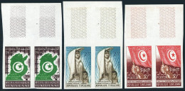 Tunisia 317-319 Imperf Pairs,MNH.Mi 496B-498B. Independence-2.1958.Map,Arms,Flag - Tunisia