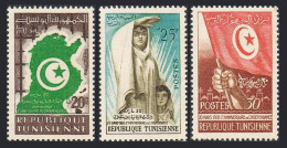 Tunisia 317-319, MNH. Michel 496-498. Independence, 2nd Ann.1958. Map,Arms,Flag. - Tunesië (1956-...)