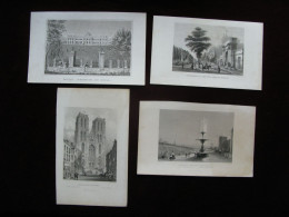 Belgium 4x Original Antique Engraving Brussels Shonenberg Palace Cathedral - Estampas & Grabados