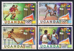 Uganda 299-302, MNH. Michel 278-281. Olympics Moscow-1980. Soccer, - Uganda (1962-...)