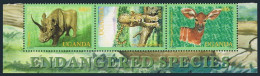 Uganda 1691 Ac Strip,1693,MNH. Wild Mammals 2001.Rhinoceros,Leopard,Gorillas. - Oeganda (1962-...)