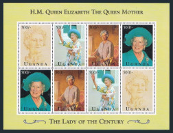 Uganda 1317 Sheet,MNH.Mi 1509-12 Klb. Queen Mother Elizabeth,95th Birthday,1995. - Oeganda (1962-...)