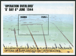 Uganda 1260,MNH.Mi Bl.218.Operation Overlord D-Day,50th Ann.1994.Mulberry Harbor - Oeganda (1962-...)