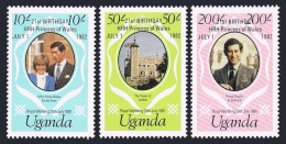 Uganda 342-344,345,MNH.Michel 329-331,Bl.34. Diana-21.Prince Charles,Lady Diana. - Uganda (1962-...)