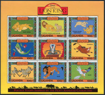 Uganda 1266 Ai Sheet,MNH-.Michel 1392-1400 Klb. Walt Disney:The Lion Kings,1994. - Ouganda (1962-...)