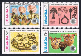 Uganda 360-363, MNH. Mi 350-353. Commonwealth Day 1983. Dancers, Village, Drums. - Uganda (1962-...)