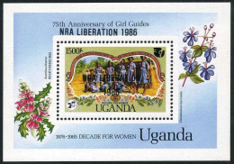 Uganda 494, MNH. Michel 469 Bl.57. Girl Guides-75.NRA LIBERATION/1986. - Ouganda (1962-...)