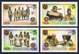 Uganda 351-354,355,MNH.Michel 338-341,Bl.36. Scouting Year 1982.Baden-Powell, - Uganda (1962-...)