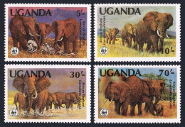 Uganda 371-374,375, MNH. Mi 361-364, Bl.41. WWF-1983. Elephants, Zebra,Giraffes. - Uganda (1962-...)